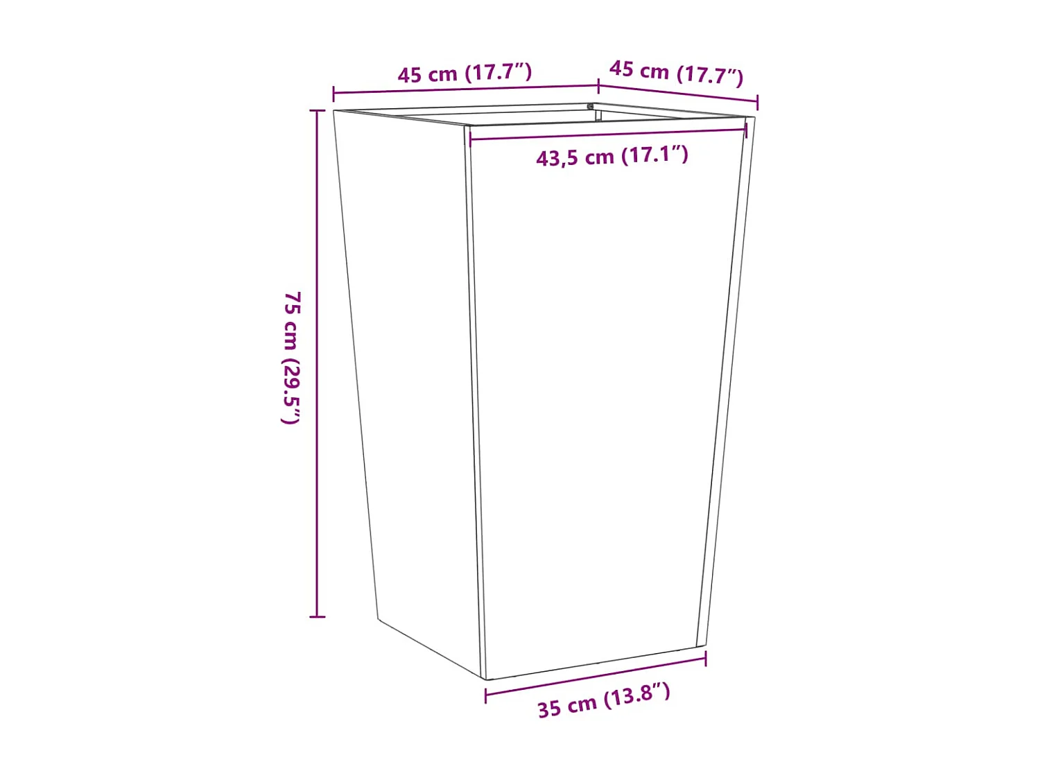 Fioriere da Giardino 2 pz 45x45x75 cm in Acciaio Zincato