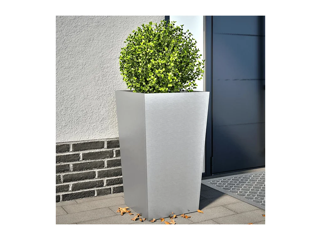 Jardineras 2 uds acero inoxidable 45x45x75 cm