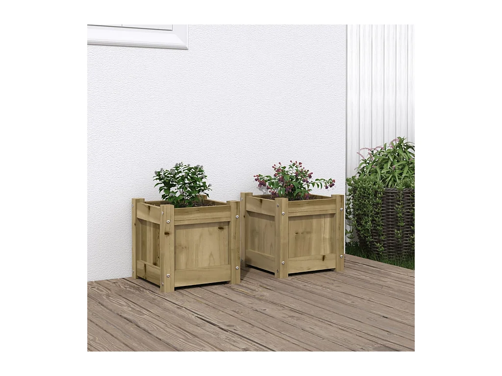 Fioriere da Giardino 2 pz in Legno di Pino Impregnato