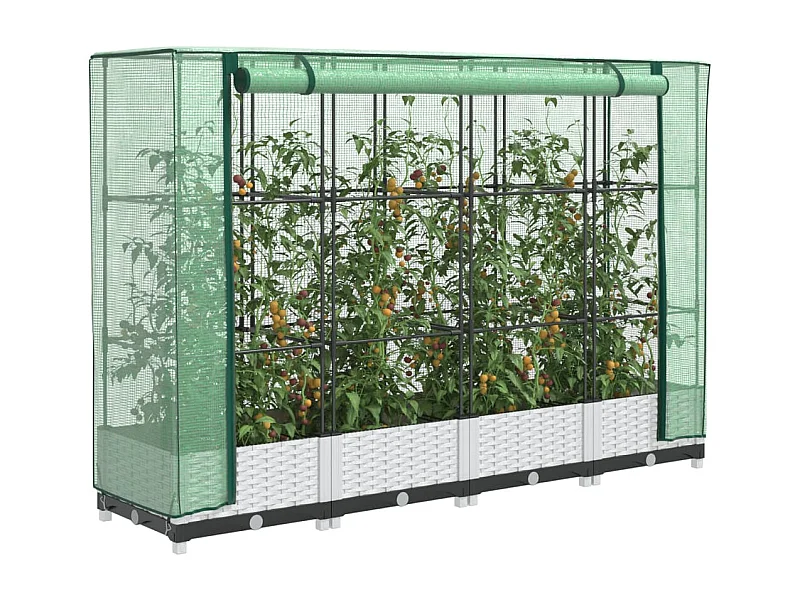 Canteiro elevado com cobertura de estufa aspeto de vime