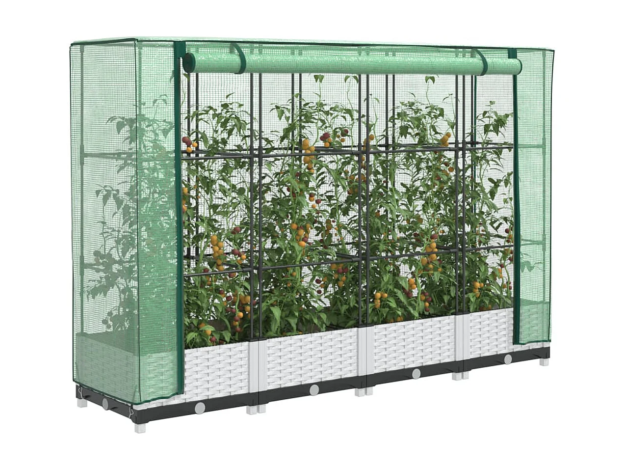 Letto Rialzato con Copertura Serra Effetto Rattan 160x40x123 cm