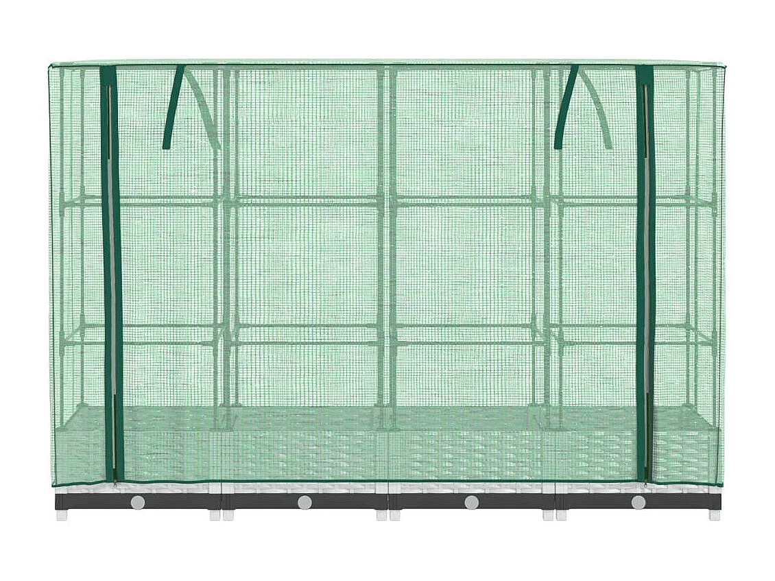 Letto Rialzato con Copertura Serra Effetto Rattan 160x40x123 cm