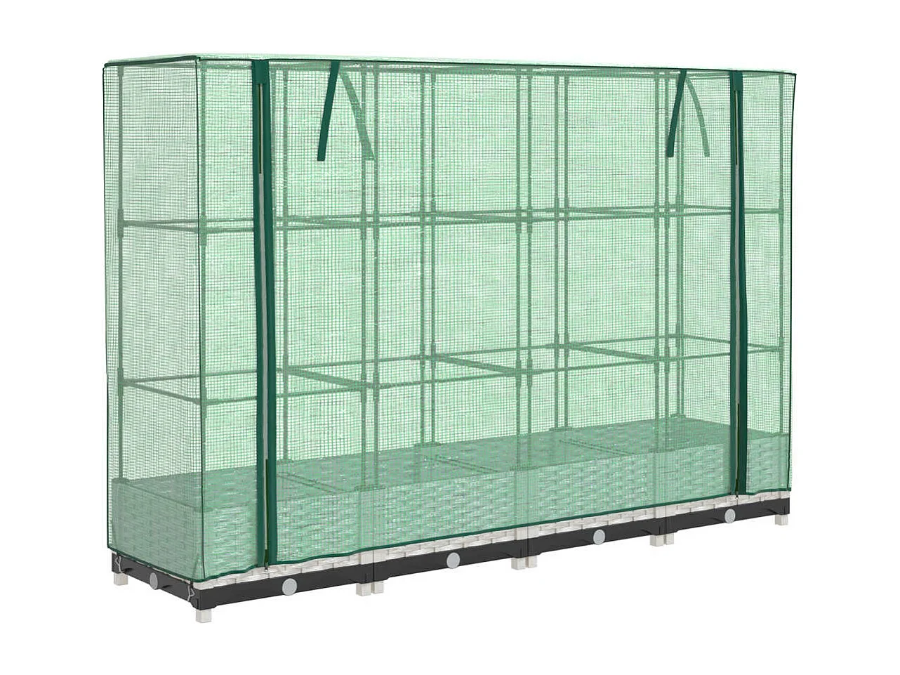 Letto Rialzato con Copertura Serra Effetto Rattan 160x40x123 cm