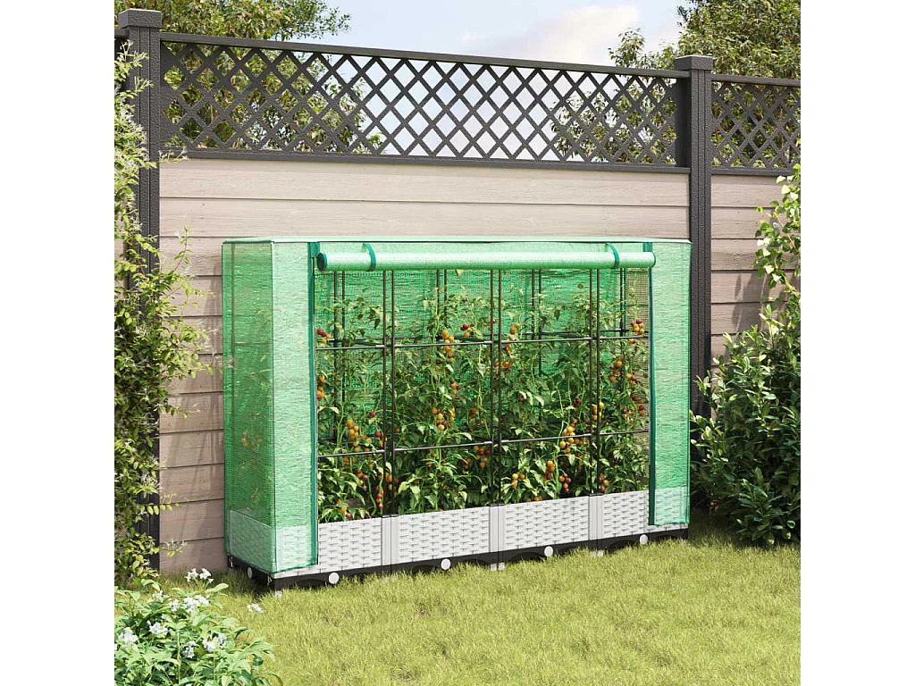 Letto Rialzato con Copertura Serra Effetto Rattan 160x40x123 cm