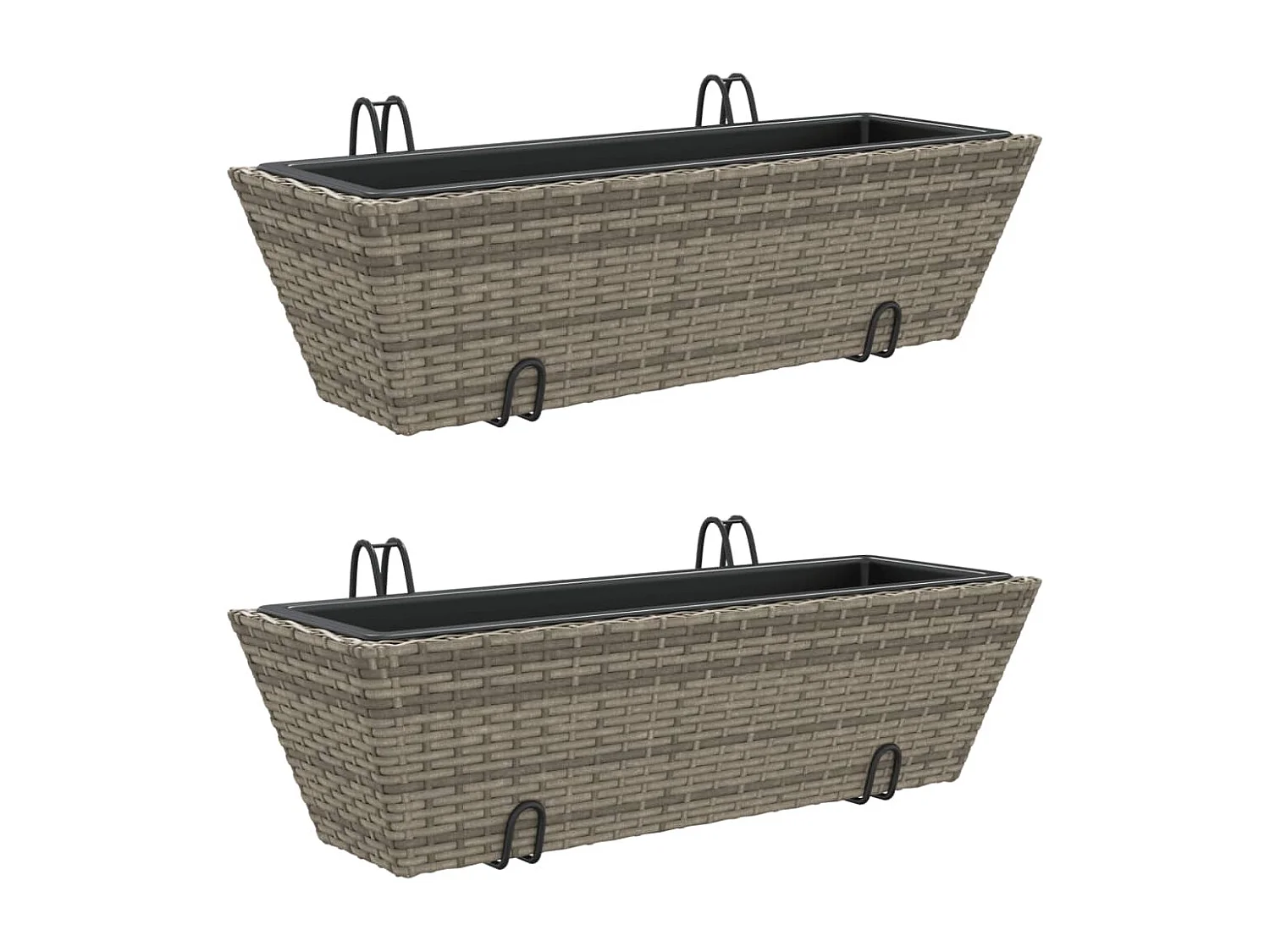 Fioriere con Ganci 2 pz Grigie in Polyrattan