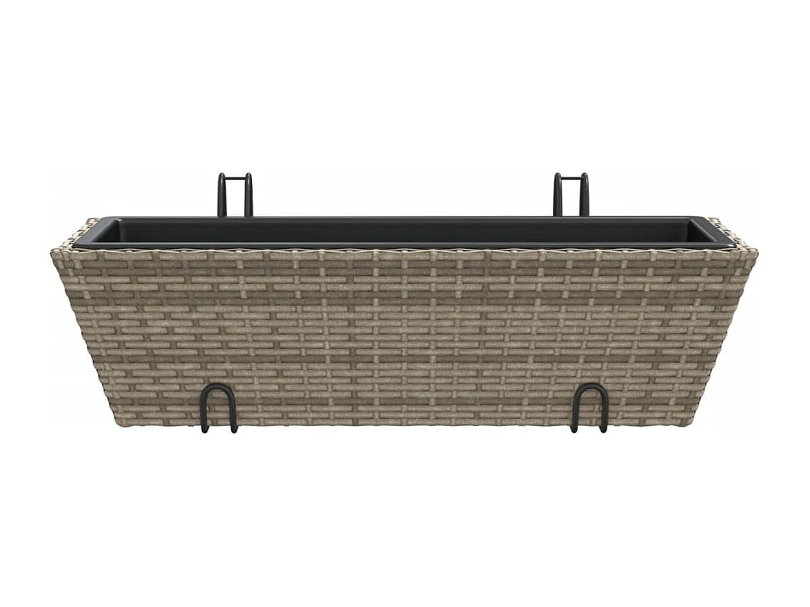 Fioriere con Ganci 2 pz Grigie in Polyrattan