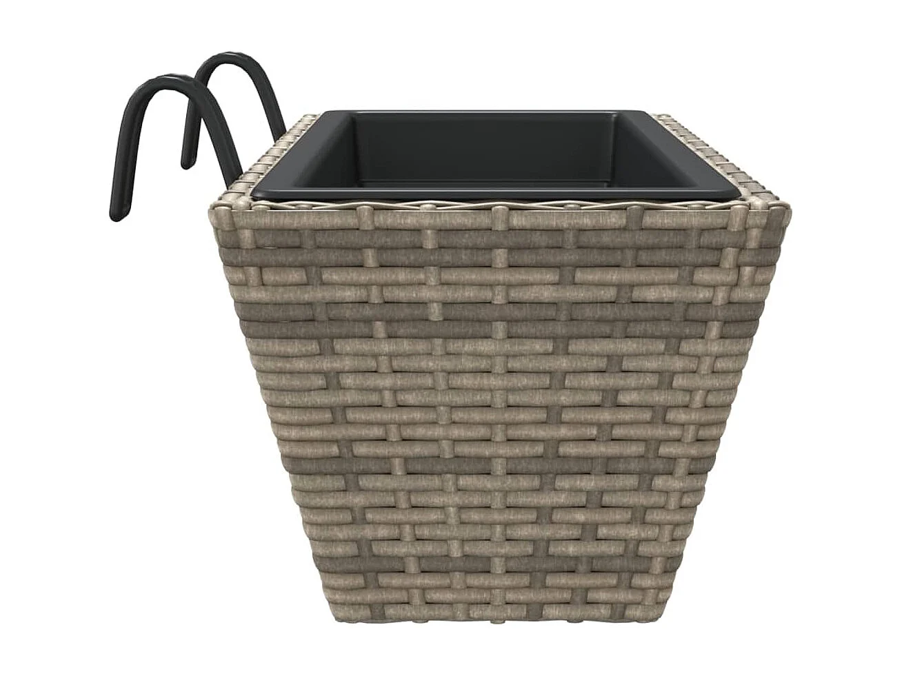 Fioriere con Ganci 2 pz Grigie in Polyrattan