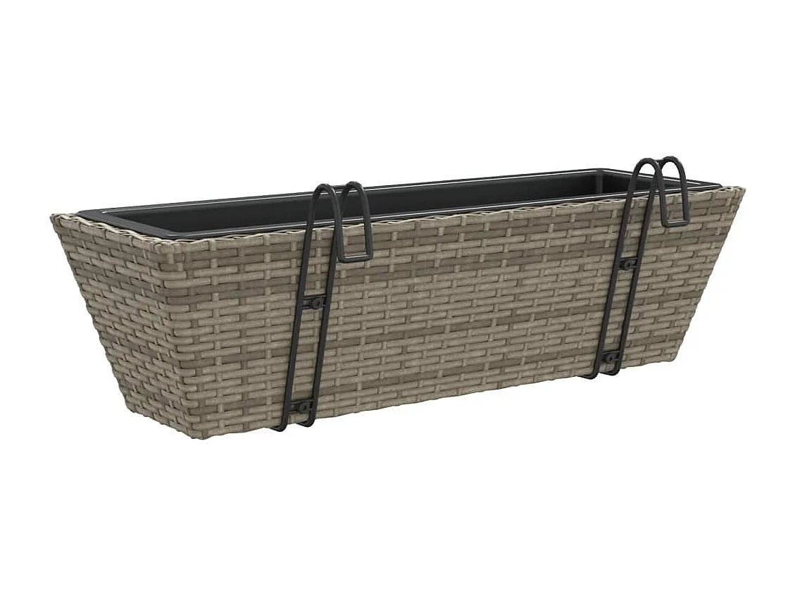 Fioriere con Ganci 2 pz Grigie in Polyrattan