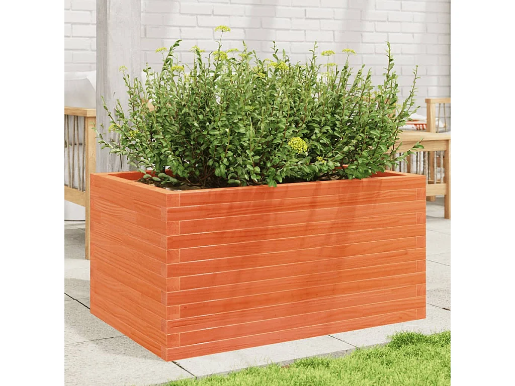 Pflanzkübel Wachsbraun 90x60x45,5 cm Massivholz Kiefer