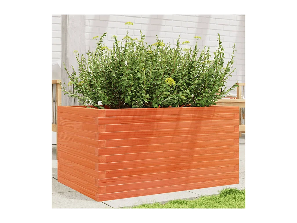 Jardinière cire marron 90x60x45,5 cm bois de pin massif