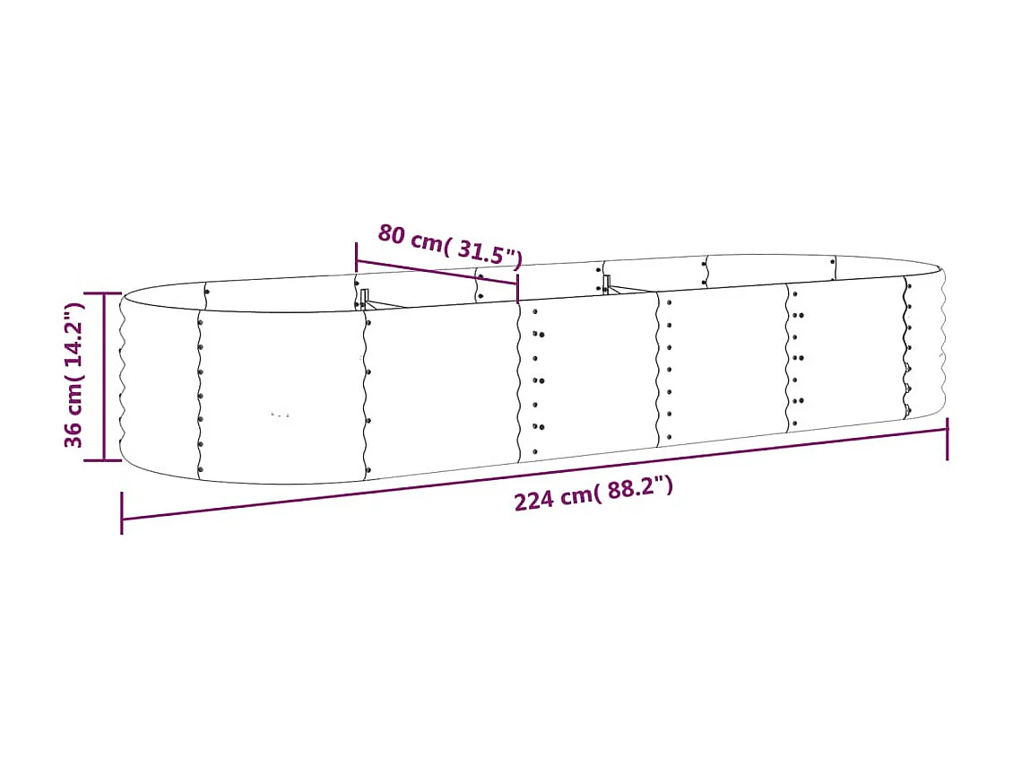Letto Giardino Acciaio Verniciato a Polvere 224x80x36cm Marrone