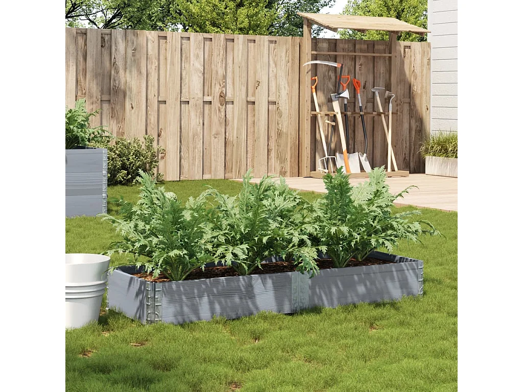 Fioriera da Giardino Grigia 150x50 cm Legno Massello di Pino