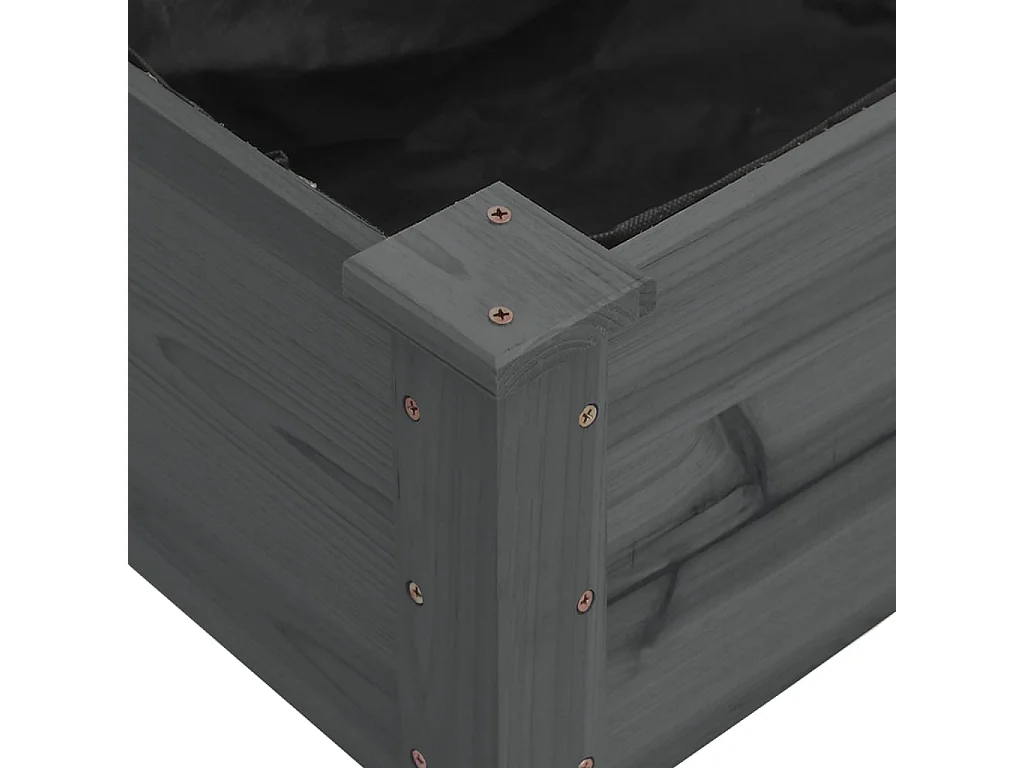 Fioriera Giardino con Fodera Grigia 120x45x25cm Massello Abete