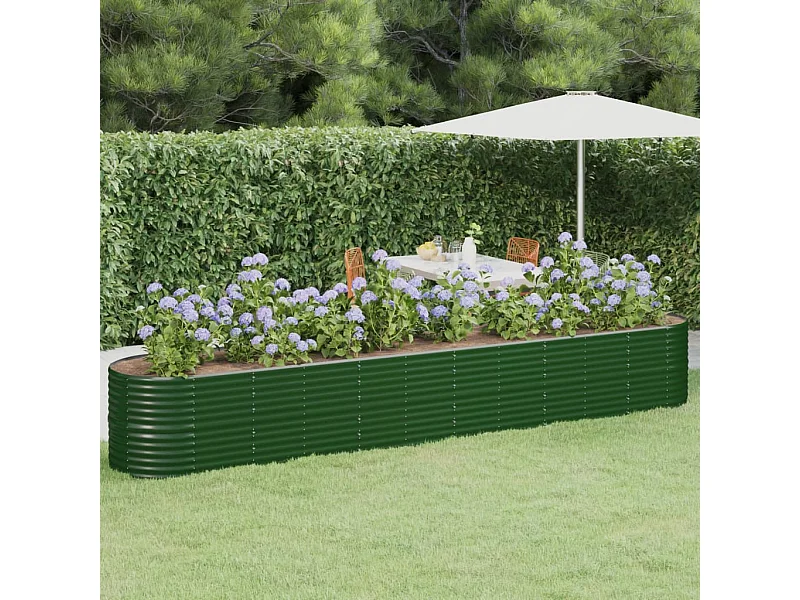 Lit surélevé de jardin Acier enduit de poudre 440x80x68 cm Vert