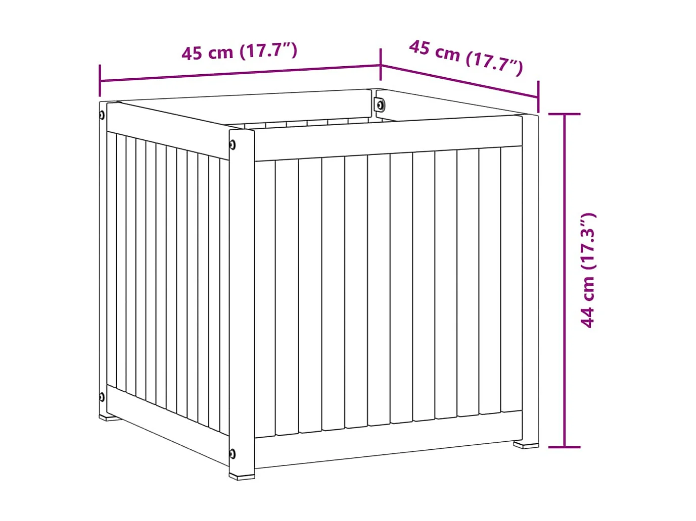 Pflanzkübel 45x45x44 cm Massivholz Akazie und Stahl