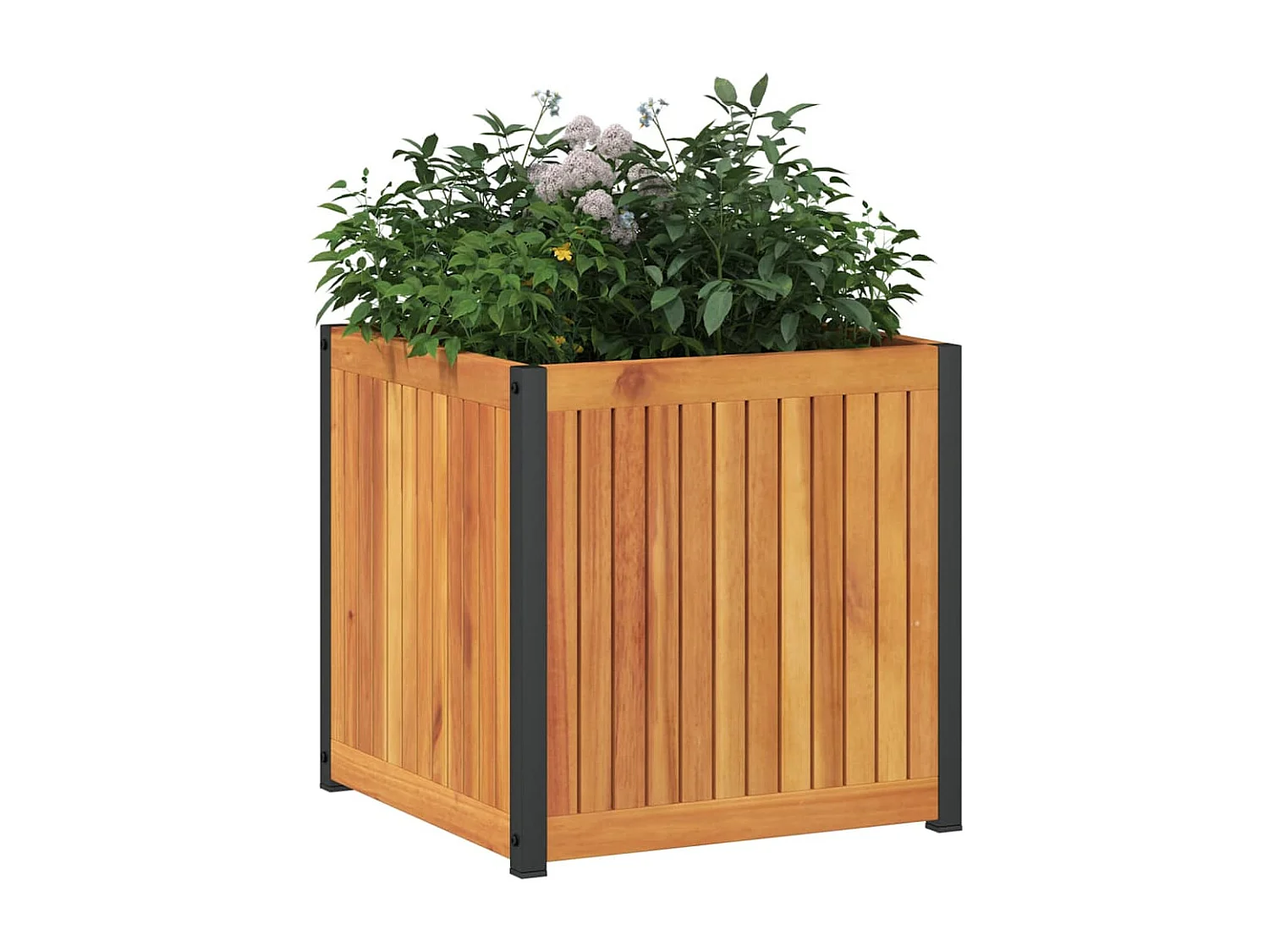 Jardinière 45x45x44 cm bois massif d'acacia et acier