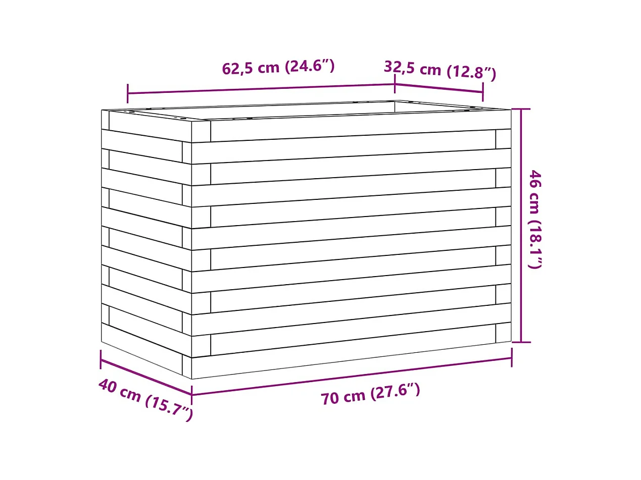 Jardinière cire marron 70x40x46 cm bois de pin massif