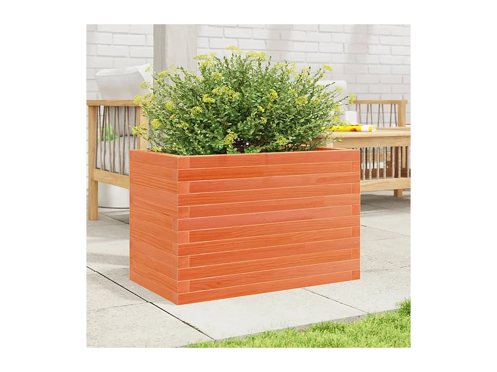 Jardinière cire marron 70x40x46 cm bois de pin massif