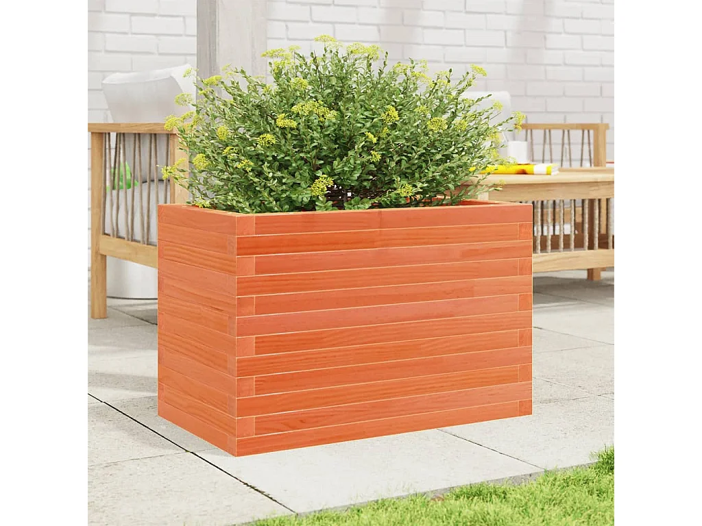 Jardinière cire marron 70x40x46 cm bois de pin massif