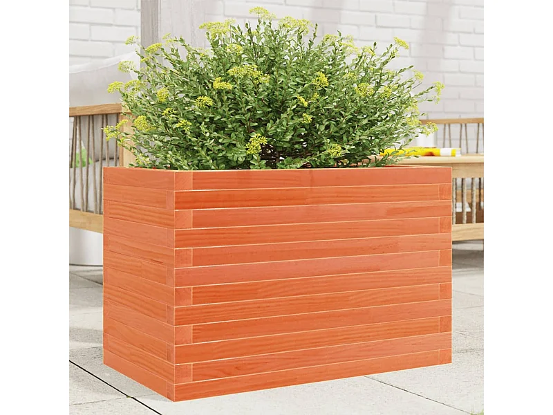 Jardinière cire marron 70x40x46 cm bois de pin massif