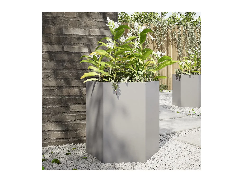 Fioriera da Giardino Esagono 46x40x45 cm in Acciaio