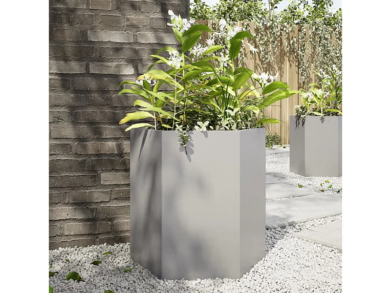 Jardinière hexagone 46x40x45 cm acier inoxydable