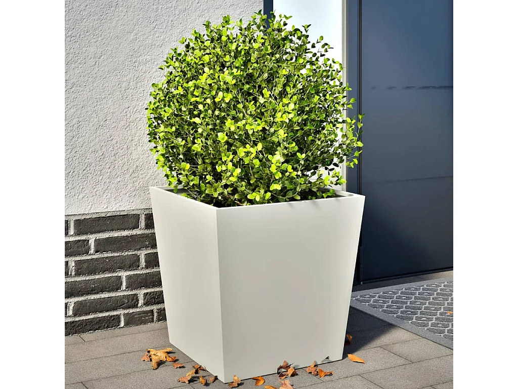 Fioriere da Giardino 2 pz Bianche 50x50x50 cm in Acciaio