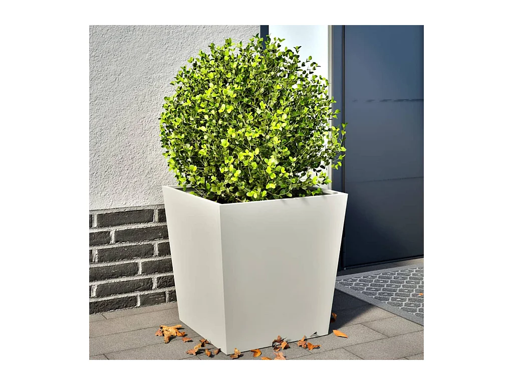Jardinières 2 pcs blanc 50x50x50 cm acier