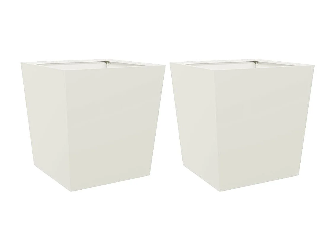 Jardinières 2 pcs blanc 50x50x50 cm acier