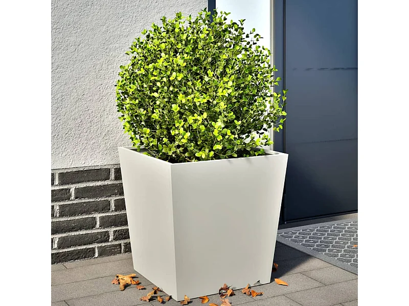 Jardinières 2 pcs blanc 50x50x50 cm acier