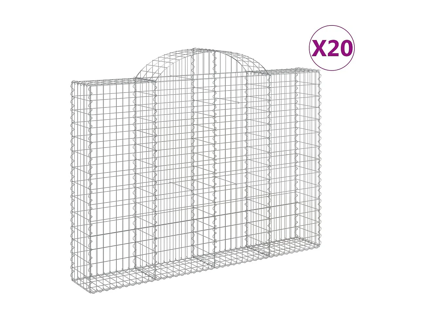 Paniers à gabions arqués 20 pcs 200x30x140/160 cm Fer galvanisé