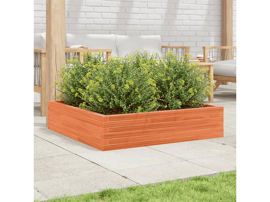 Jardinière cire marron 100x100x23 cm bois de pin massif