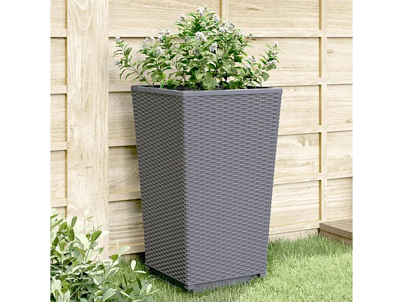 Plantenbakken 2 st 32,5x32,5x57 cm polypropeen grijs