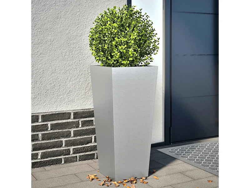 Jardineras 2 uds acero inoxidable 35x35x75 cm