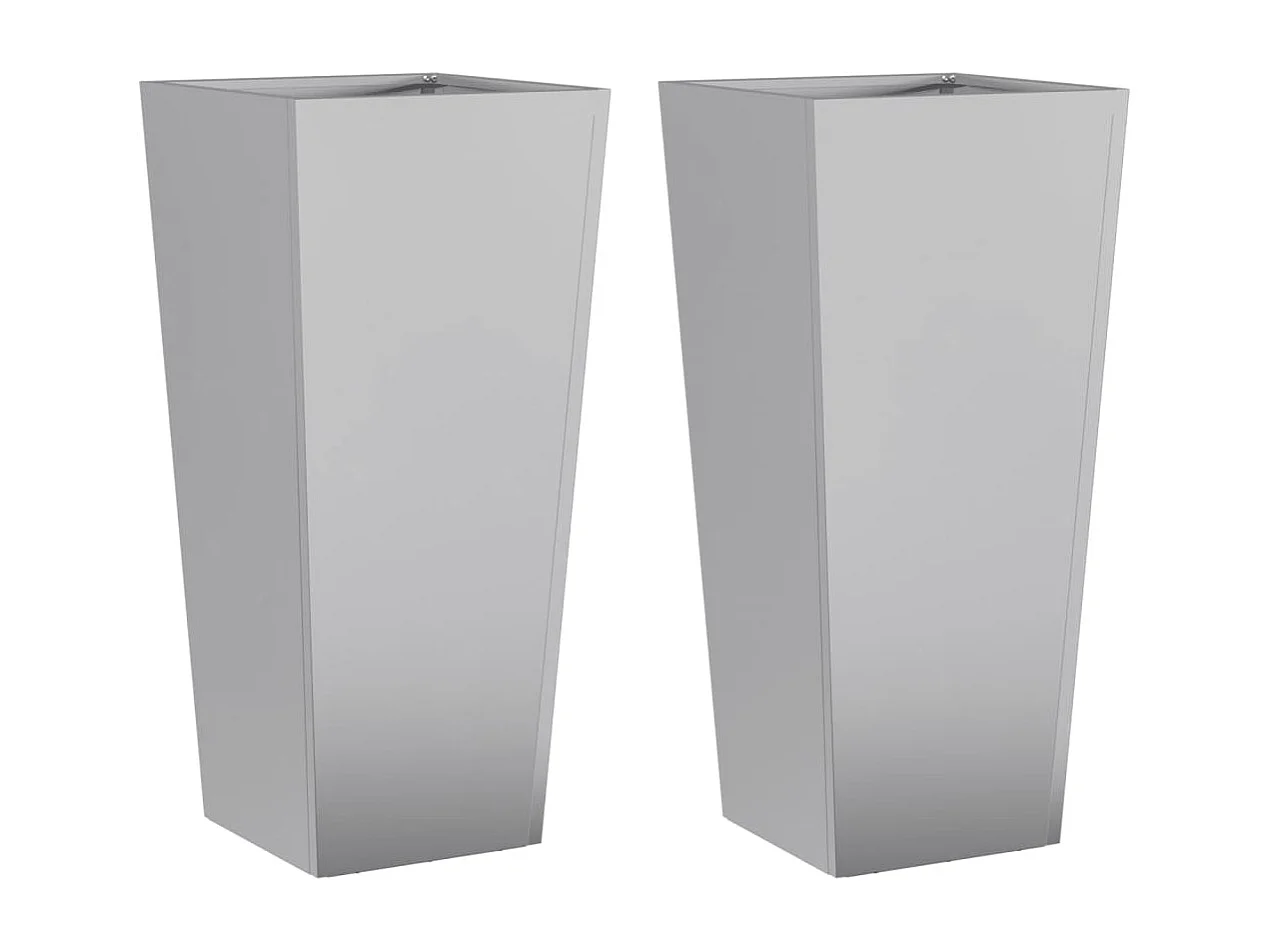 Jardinières 2 pcs 35x35x75 cm acier galvanisé