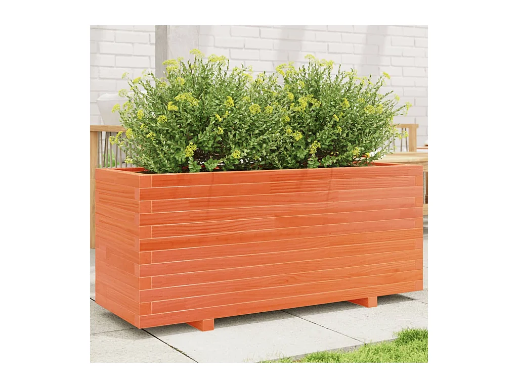 Jardinière cire marron 110x40x49,5 cm bois de pin massif
