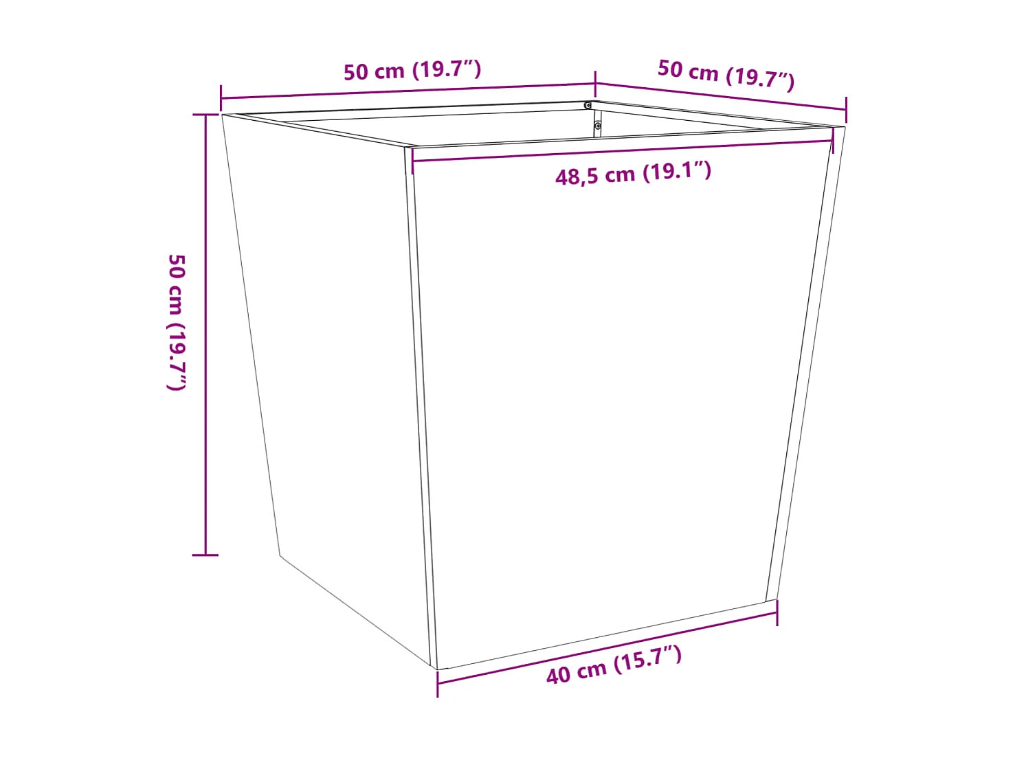 Jardinières 2 pcs 50x50x50 cm acier inoxydable
