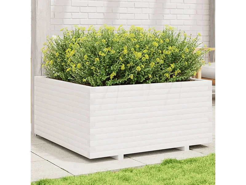 Jardinera madera maciza de pino blanco 100x100x49,5 cm