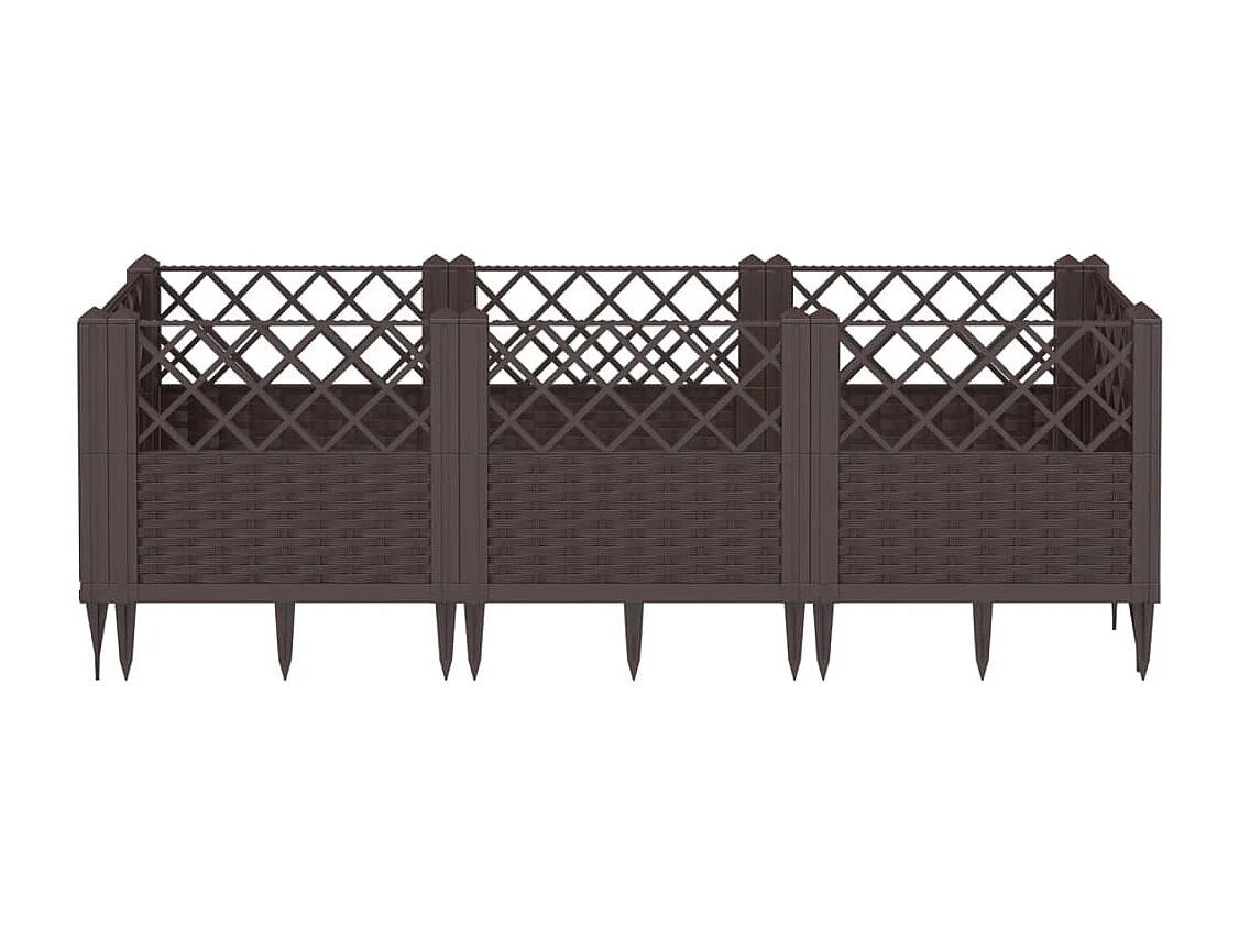 Plantenbak met pinnen 123,5x43,5x43,5 cm polypropeen bruin