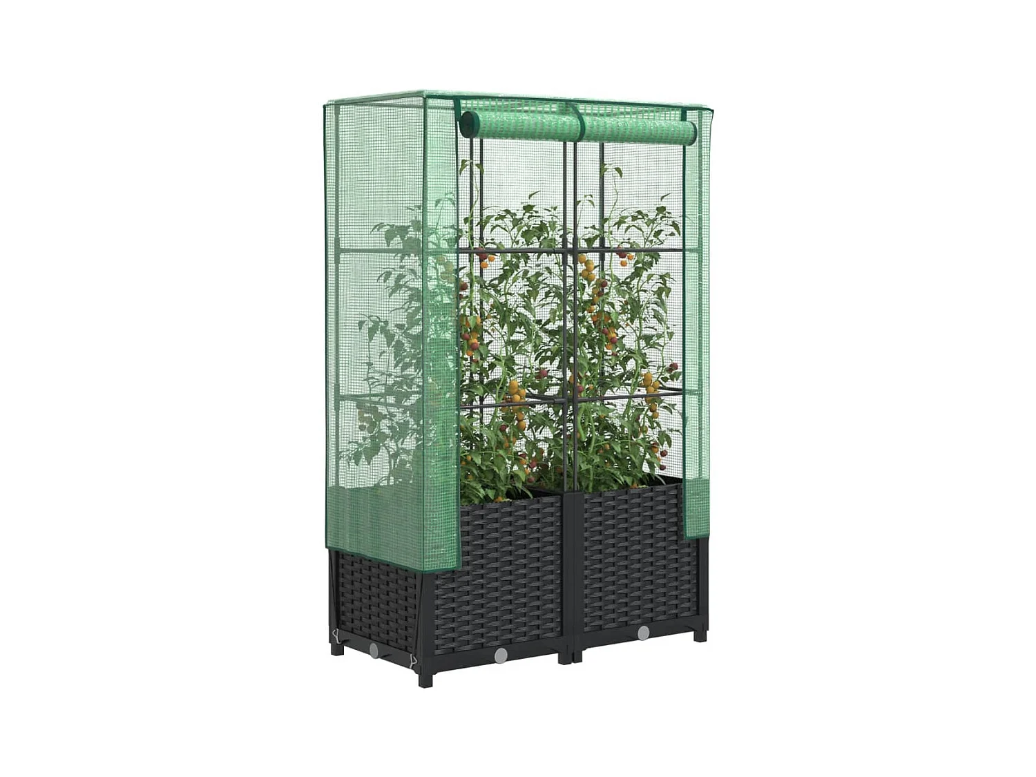 Letto Rialzato con Copertura Serra Effetto Rattan 80x40x138 cm
