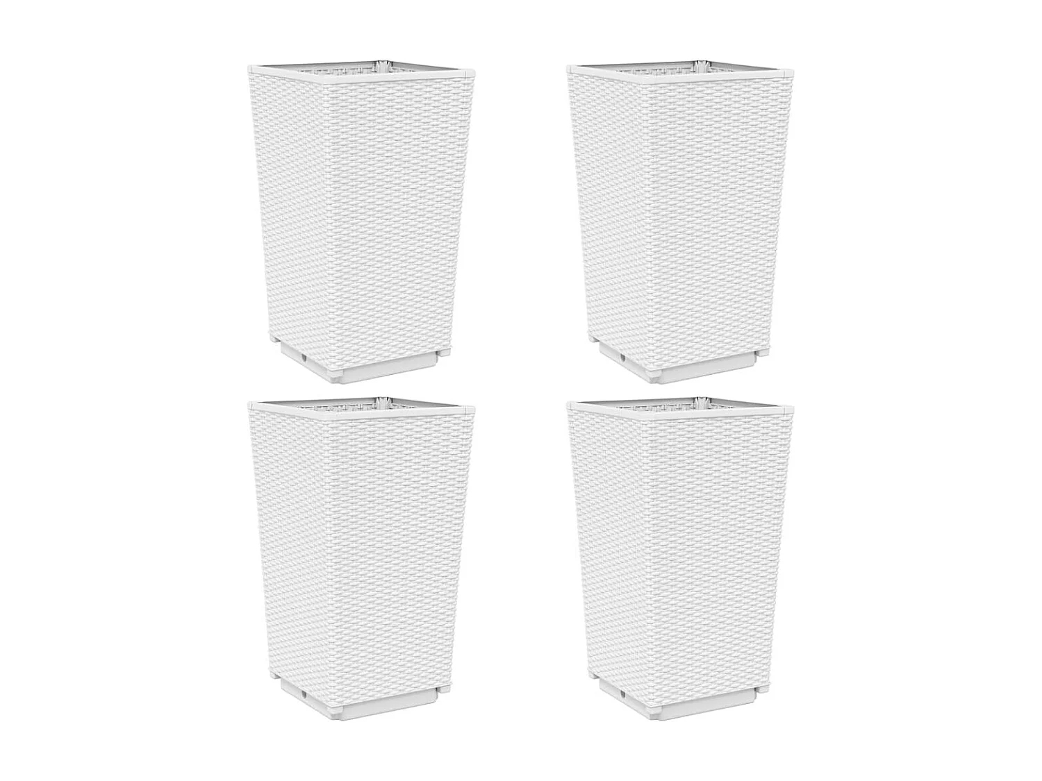 Jardinières 4 pcs blanc 32,5x32,5x57 cm polypropylène