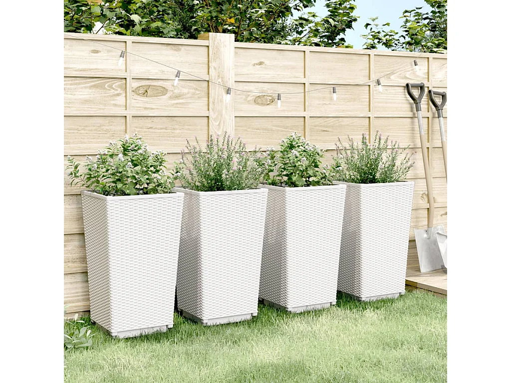 Jardinières 4 pcs blanc 32,5x32,5x57 cm polypropylène