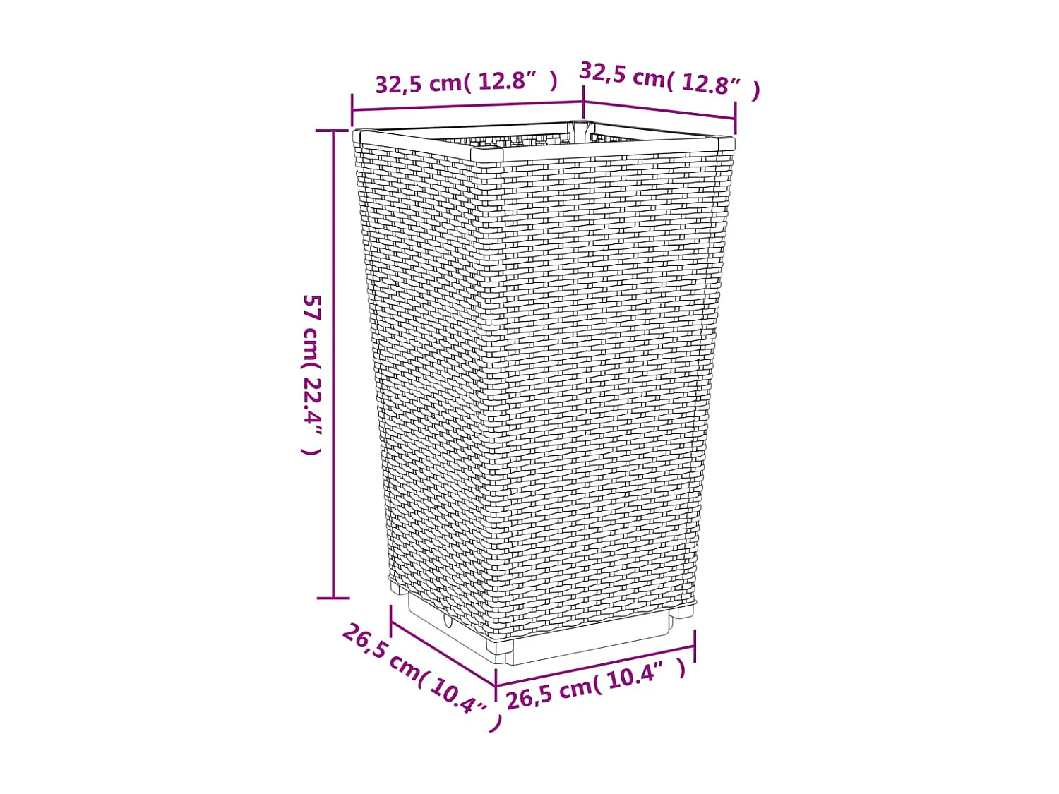 Jardinières 4 pcs blanc 32,5x32,5x57 cm polypropylène