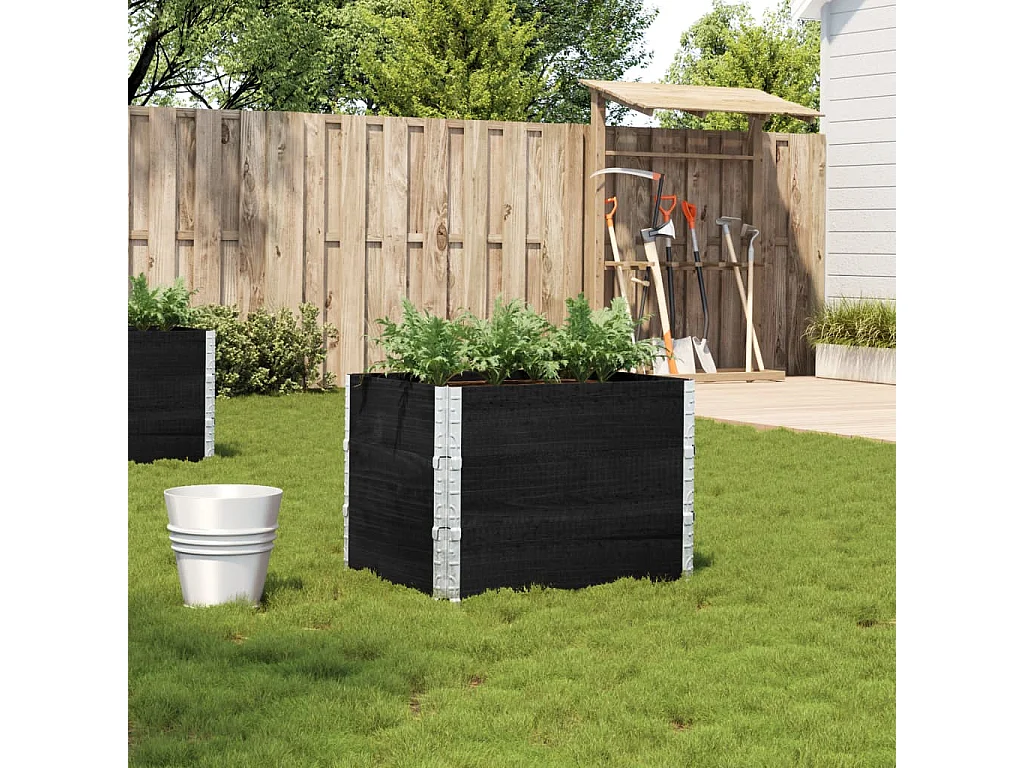 Pflanzkasten Schwarz 80x60 cm Massivholz Kiefer