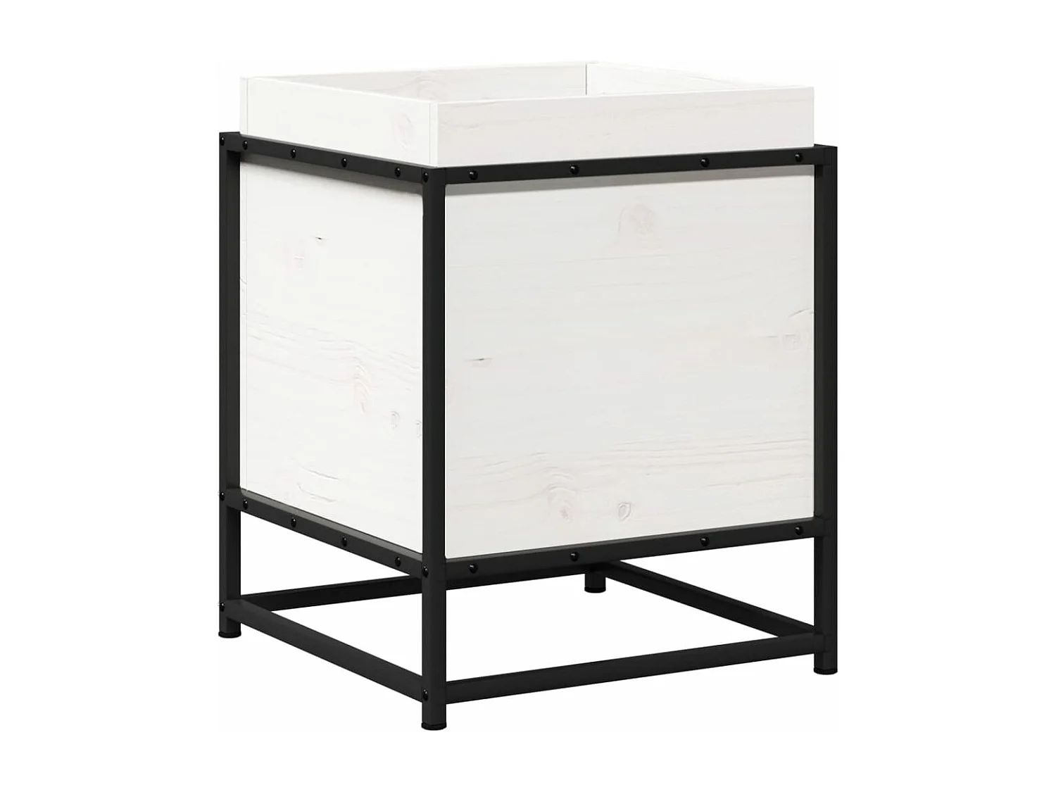 Pflanzkübel Weiß 40x40x50 cm Massivholz Kiefer