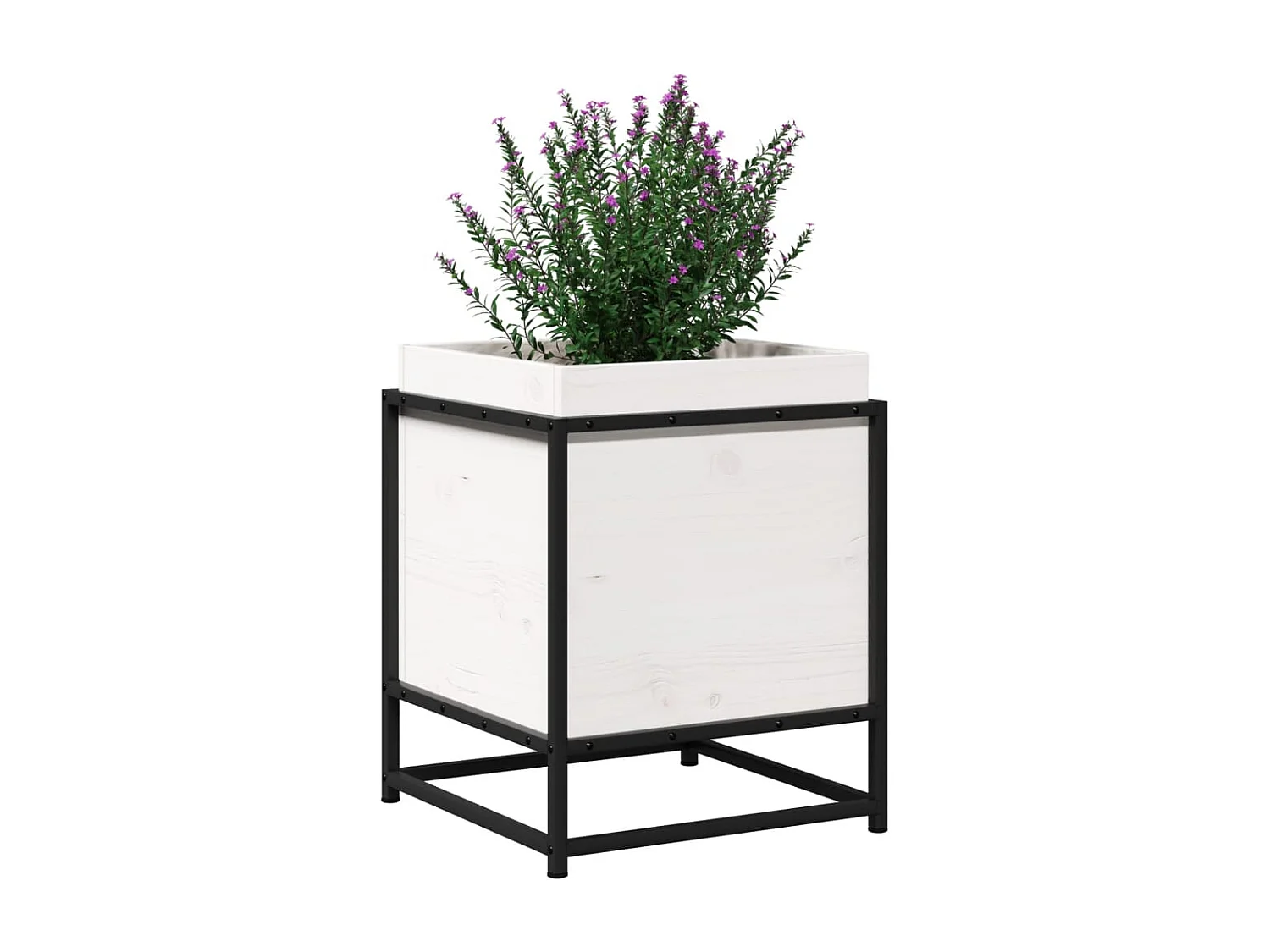 Pflanzkübel Weiß 40x40x50 cm Massivholz Kiefer