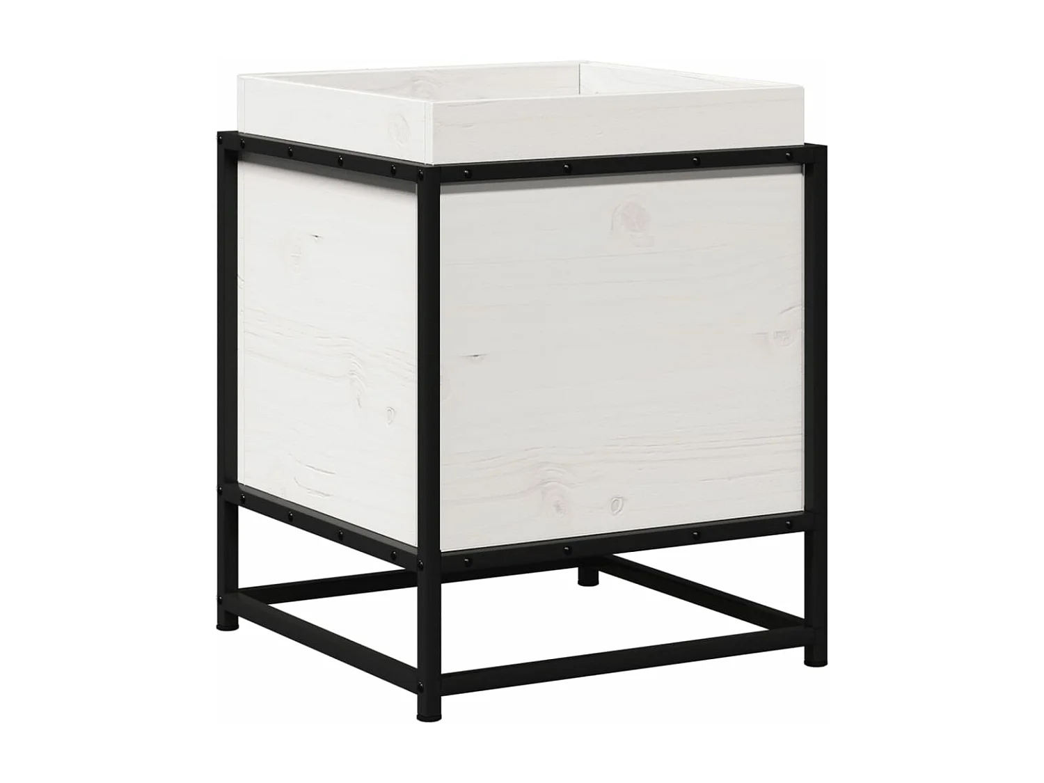 Pflanzkübel Weiß 40x40x50 cm Massivholz Kiefer