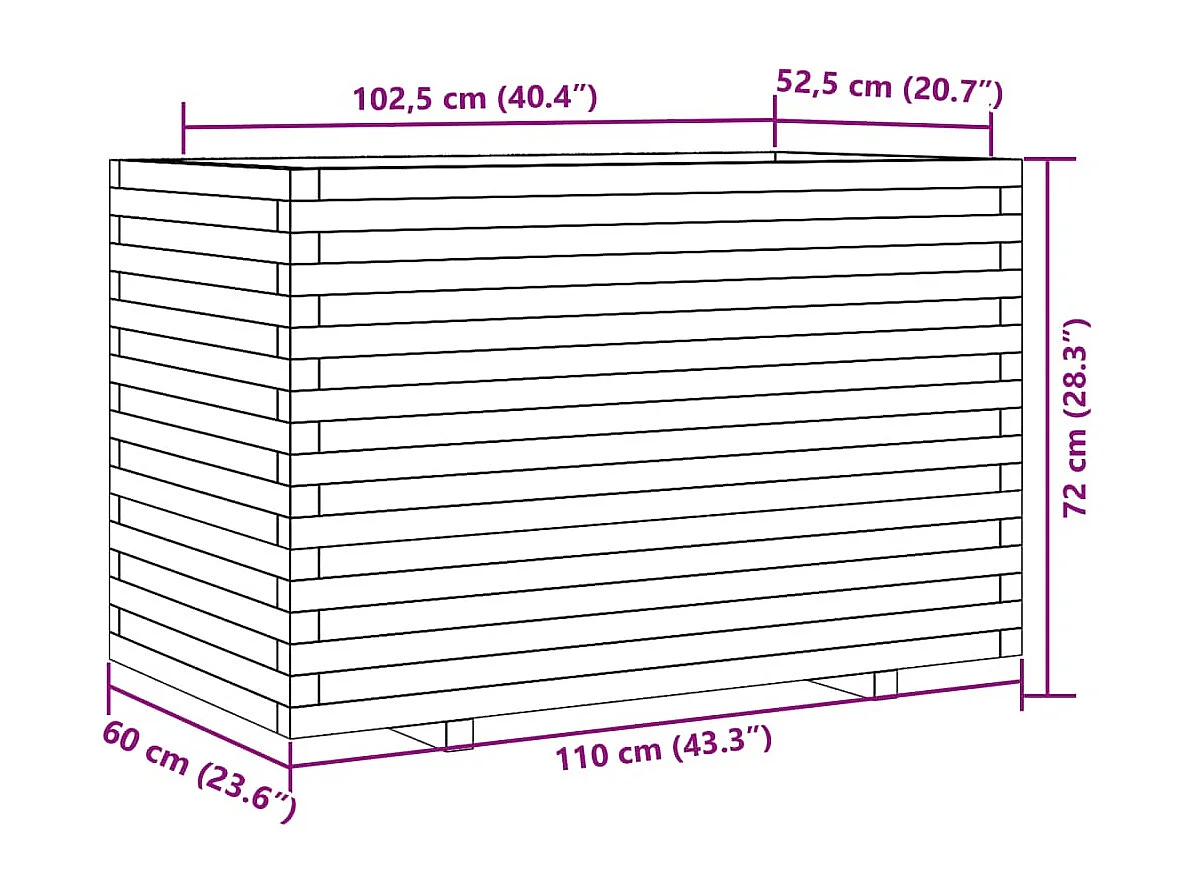 Floreira 90x40x26,5 cm pinho maciço