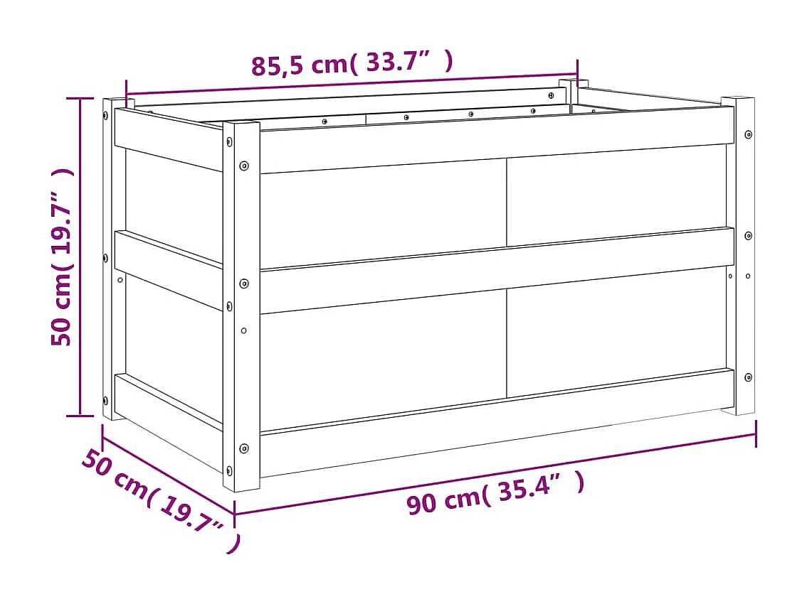 Plantenbakken 2 st cm massief grenenhout wasbruin