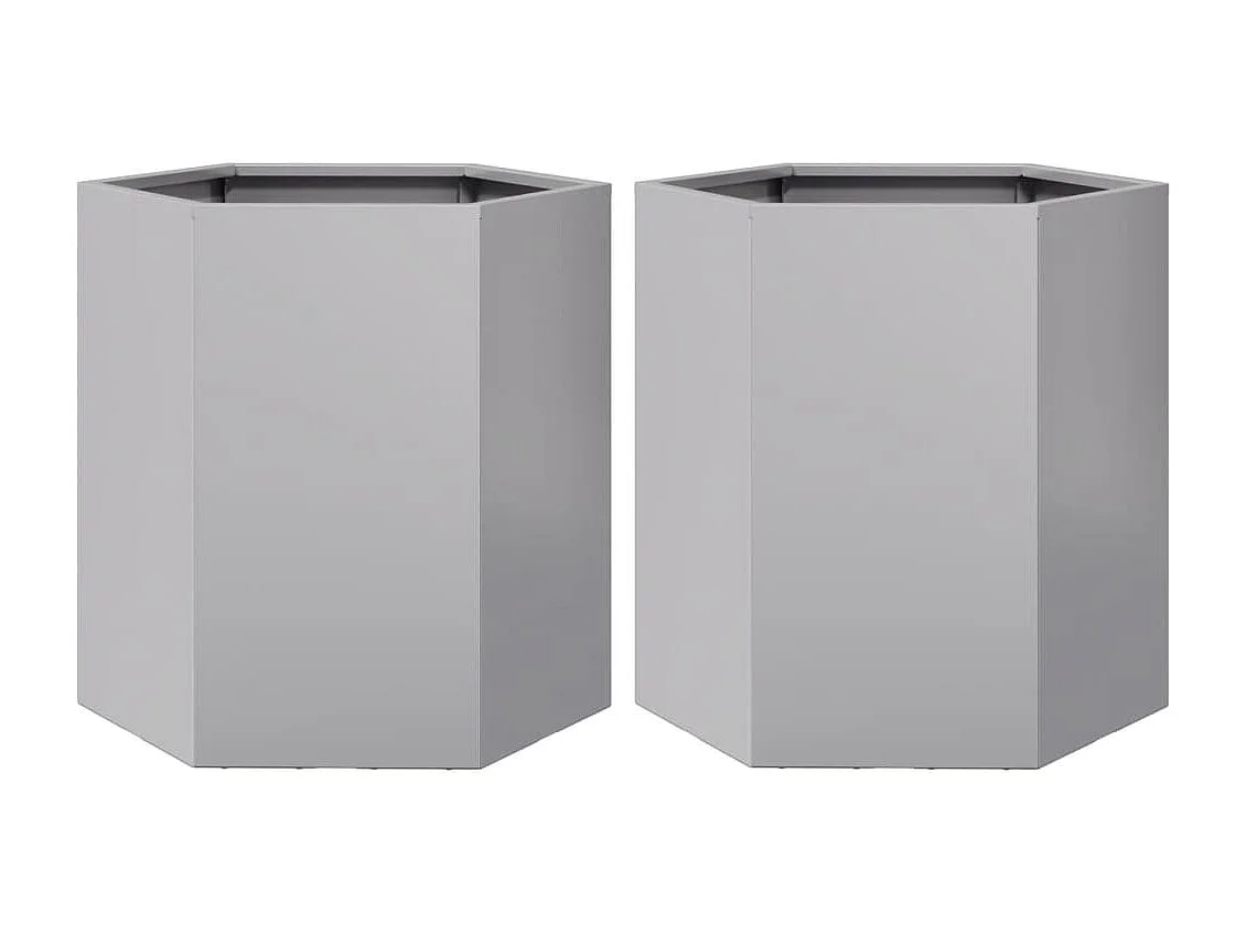 Jardinières 2 pcs hexagone 46x40x45 cm acier galvanisé